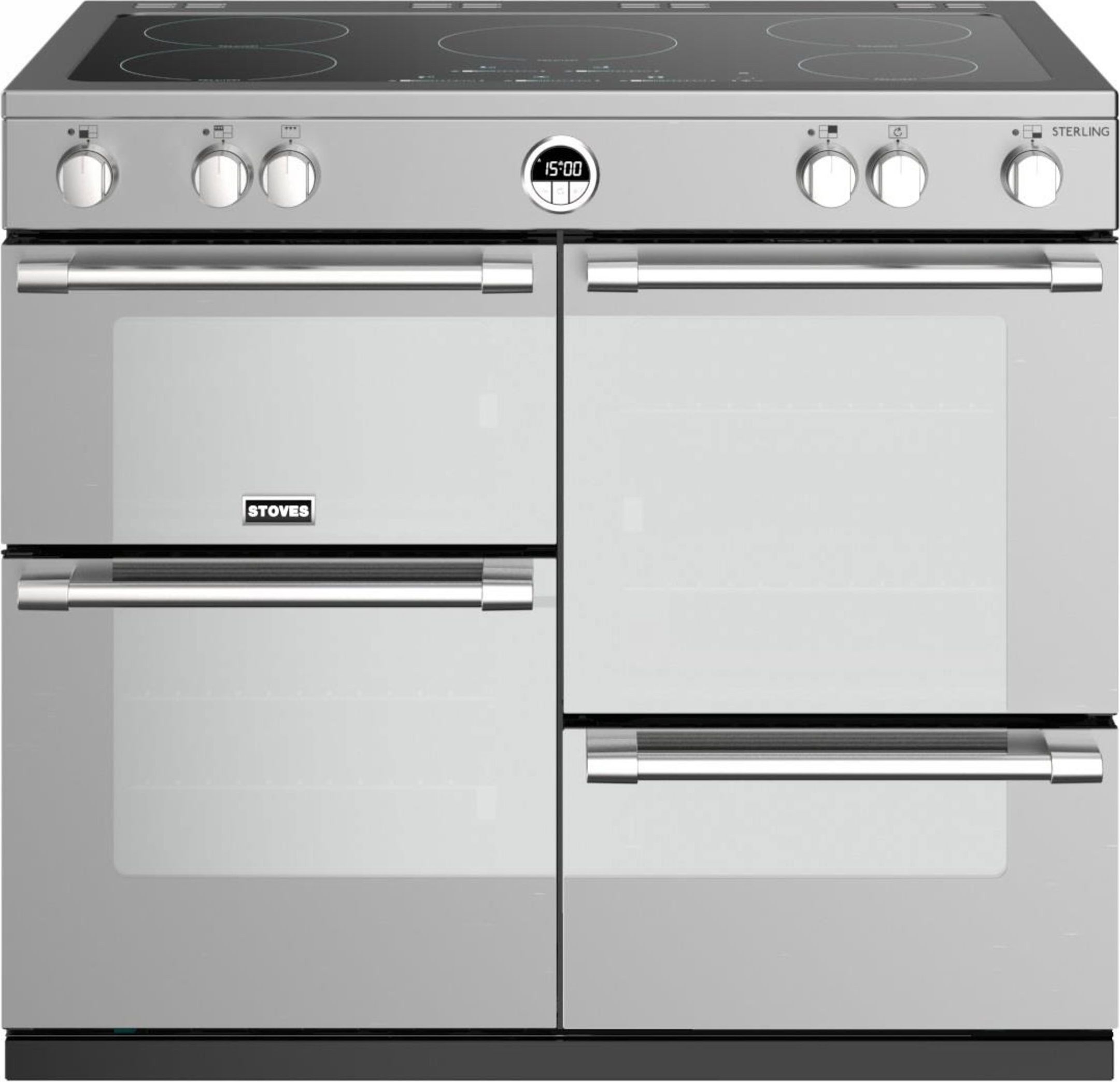 Stoves Sterling ST STER S1000Ei MK22 SS 100cm Electric Range Cooker with Induction Hob - Stainless Steel - A Rated, Stainless Steel